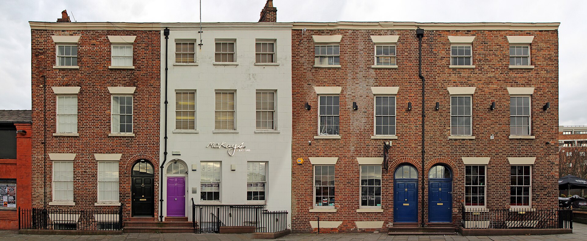 Ropewalks Liverpool: Bold Street, Seel Street & Duke Street Guide 2 A row of three-storey Georgian brick terraced houses with arched doorways and sash windows on Seel Street, Liverpool